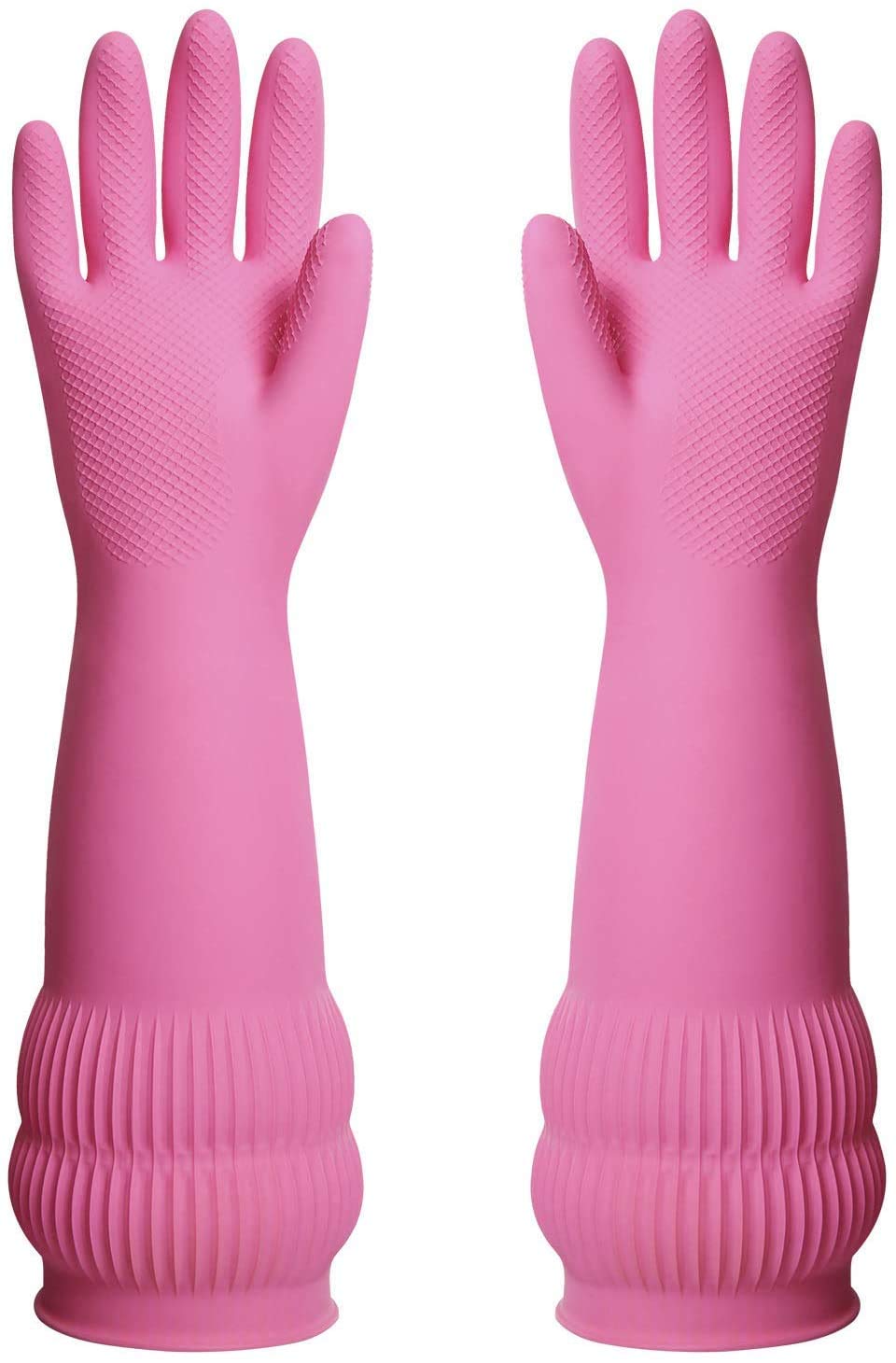 Seebuy Pink Rubber Reusable Dishwashing Latex Gloves, Long Sleeve Cleaning Gloves for Kitchen and Housework, (B08G51SC8Z) Amazon Price History, Amazon Price Tracker