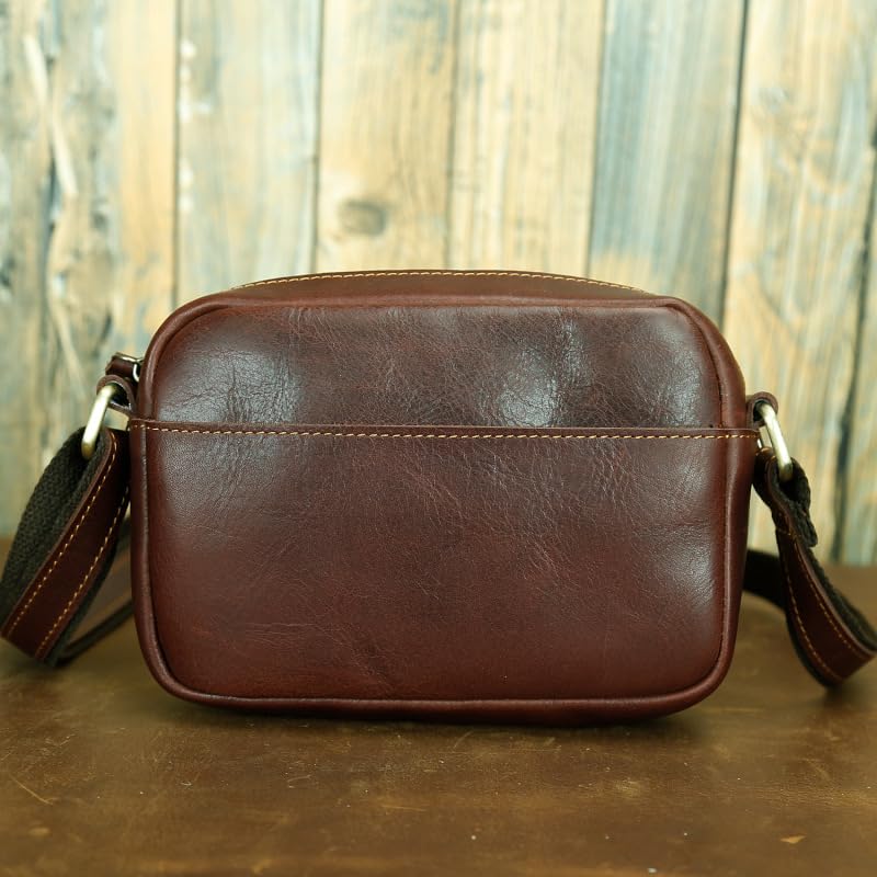 Crazy Horse Skórzana torba crossbody, prawdziwa skóra, kwadratowa torba na ramię do codziennego użytku i podróżne pudełko prezentowe