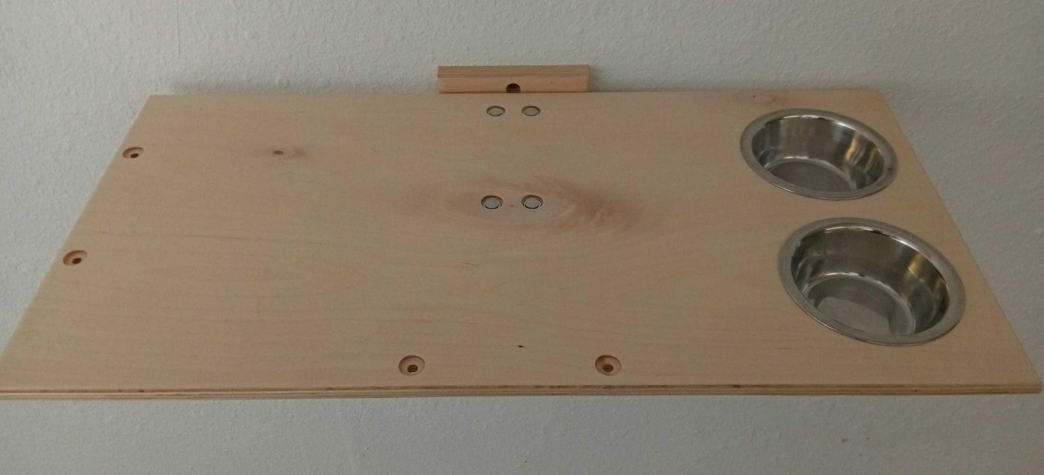 A Cats Domain Wall Mounted Cat Feeding Shelf (Elevated Diner) Physical Size: Depth- 12.75 Inches, Width- 18 Inches, Height- 2.5 Inches, (18 Width, Unfinished)