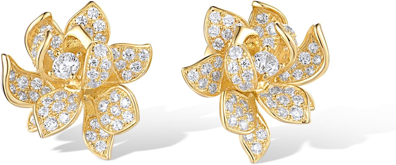 Santuzza Sterling Silver Gemstone Flower Earrings for Women