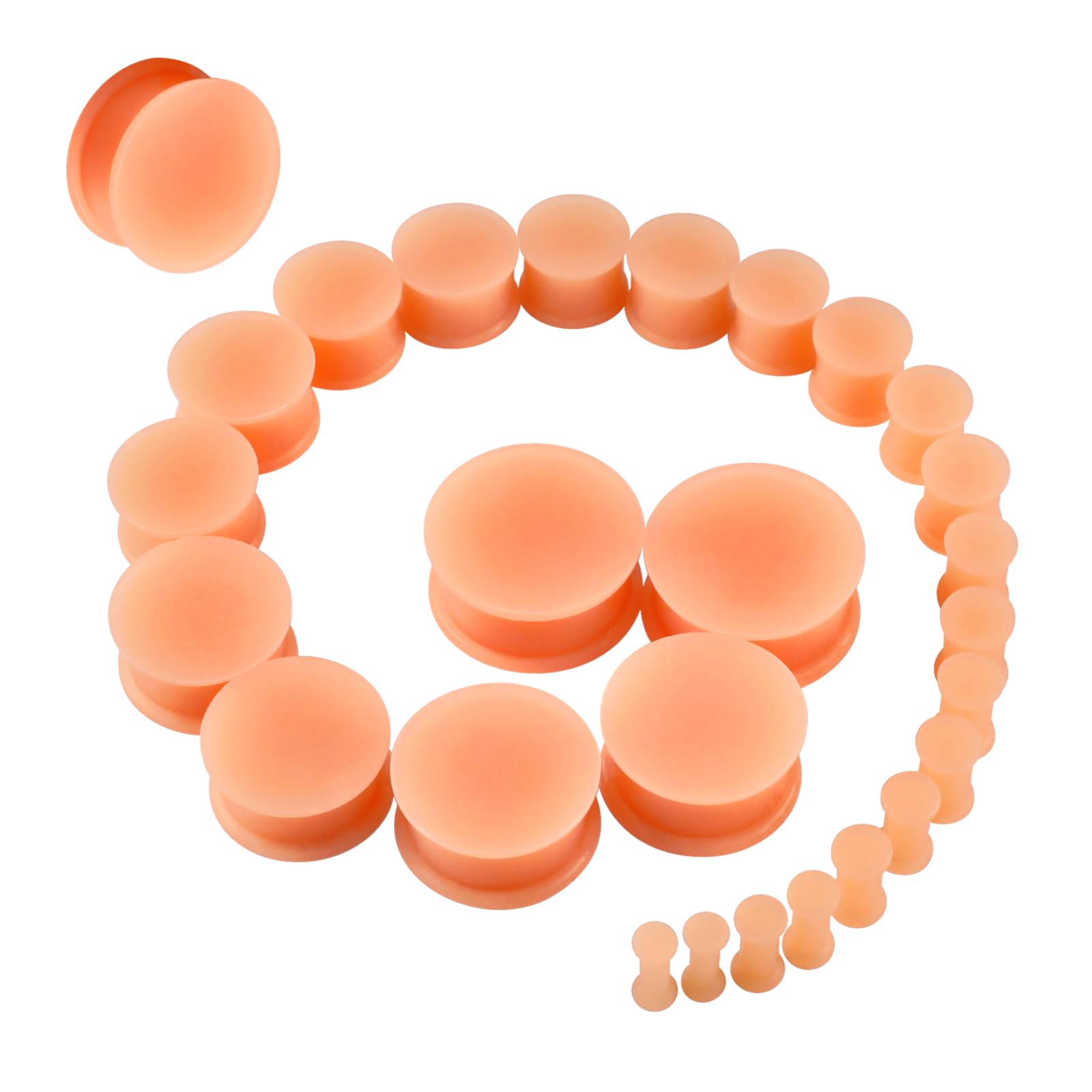 26Pcs Silicone Ear Gauge Plugs Stretching Kit Double Flared Flesh Tunnels Saddle Expander Set 8g to 1"