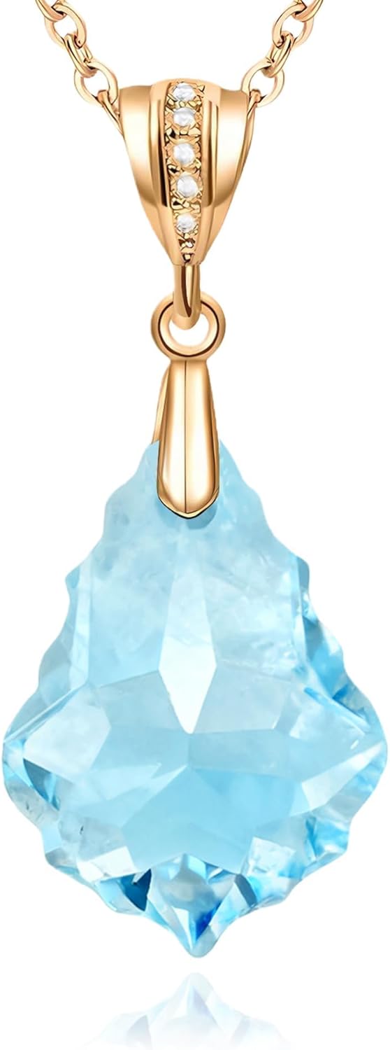 EVEVIC Austrian Crystals Baroque Pendant Necklace for Women 14K Gold Plated Hypoallergenic Jewelry Gift