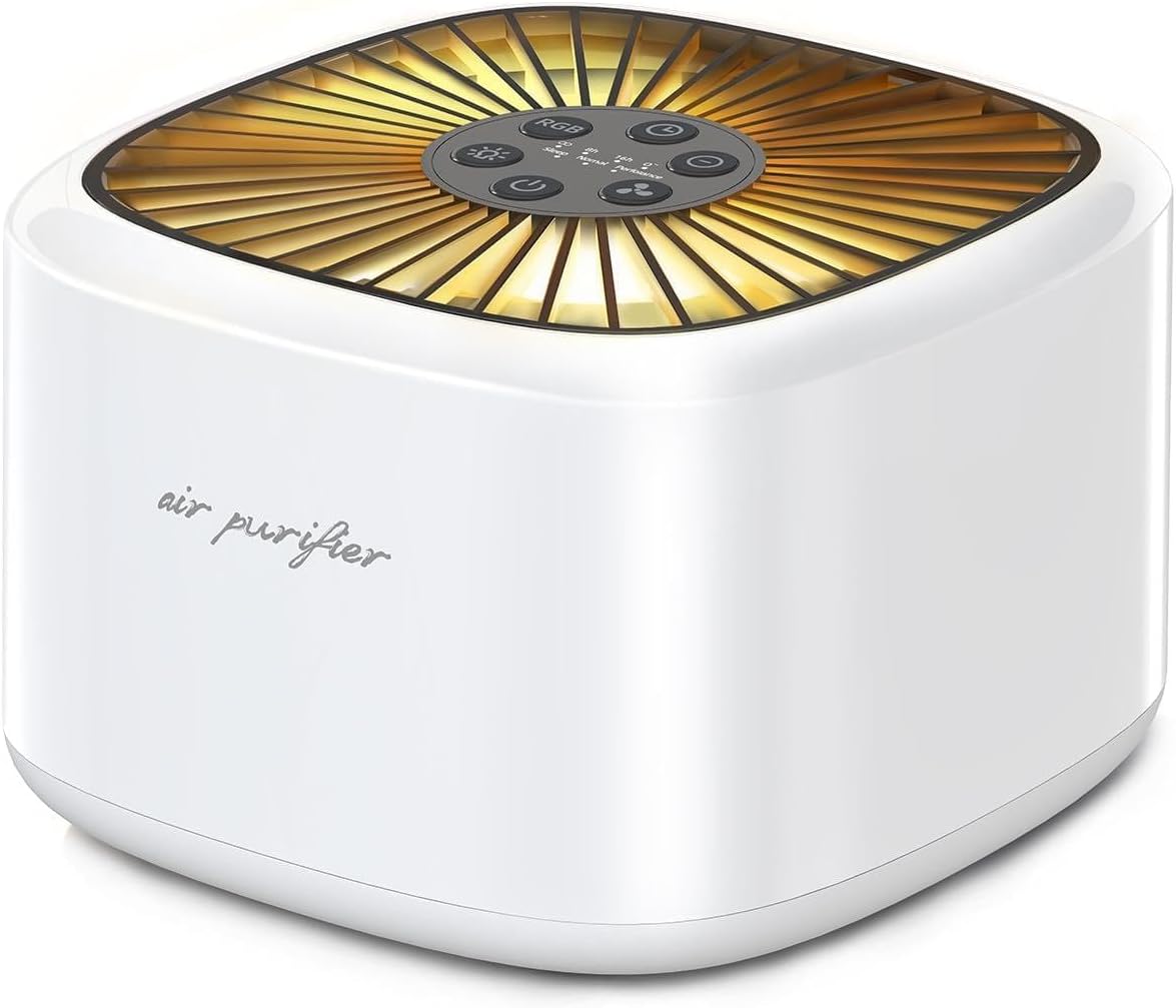 BeOkay Air Purifier Negative Oxygen Ion for Home HEPA Filter 5 Layers Filtration 3 Fan Modes Purifiers Ultra Quiet 20dB Sleep Mode 12 Color Lights 10 Brightness 3 Timers Adjustable for Bedroom Office