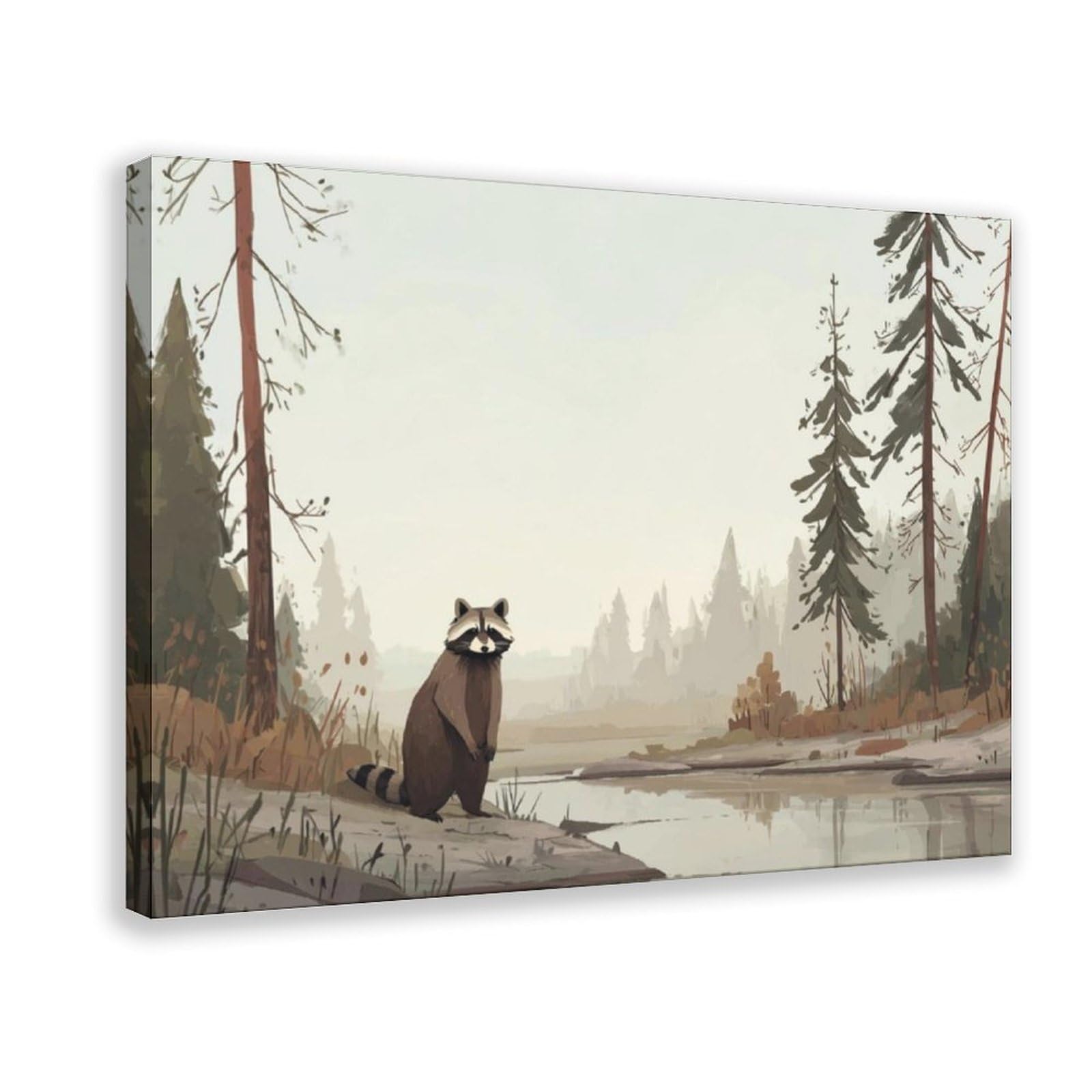 Bareronor Raccoon Woodland Canvas Poster for Home Decor Gift