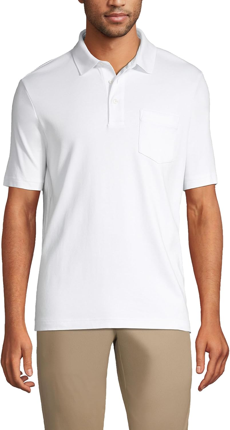 Polo Supima de manga corta para hombre, supersuave, con bolsillo