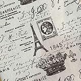 Sheicon Paris Eiffel Tower Print Fabric by The Yard 60' Wide French Romance Vintage Decorative Fabric for DIY Projects and Tablecloth Making Color Crown Tower Brown Size 1 Yard