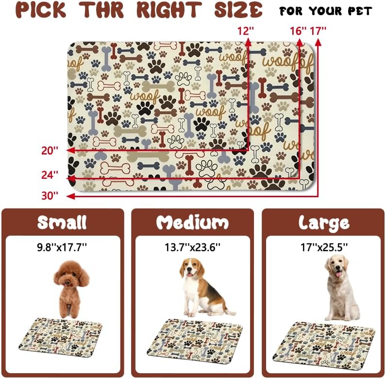 Dog Food Mats for Floors Waterproof, Pet Water Bowl Mats Pet Feeding Absorbent Placemats Beige 16 * 24 inch