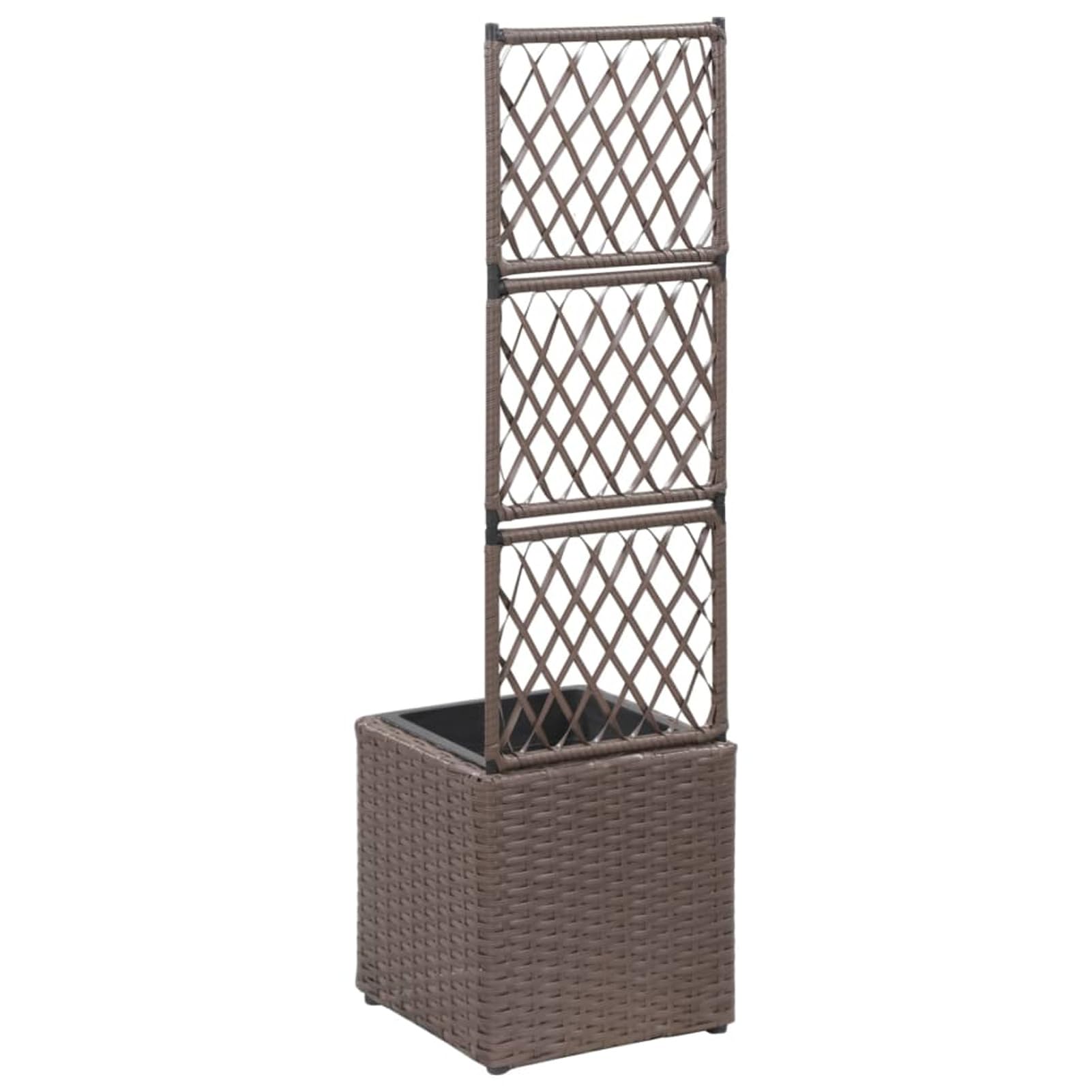 Homgoday Jardinera con Enrejado Arriate Macetero con Soporte para Trepadora Cultivos Plantas Flores para Terraza Jardín Exterior Enrejado y arriate 3 macetas ratán sintético marrón 30x30x107 cm