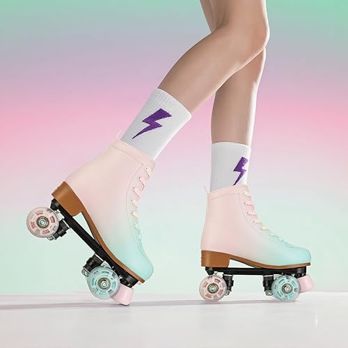 Miniatura 6 de Gets Patines altos para mujer, piel sintética, cuatro ruedas, doble fila, brillante, para interiores y exteriores