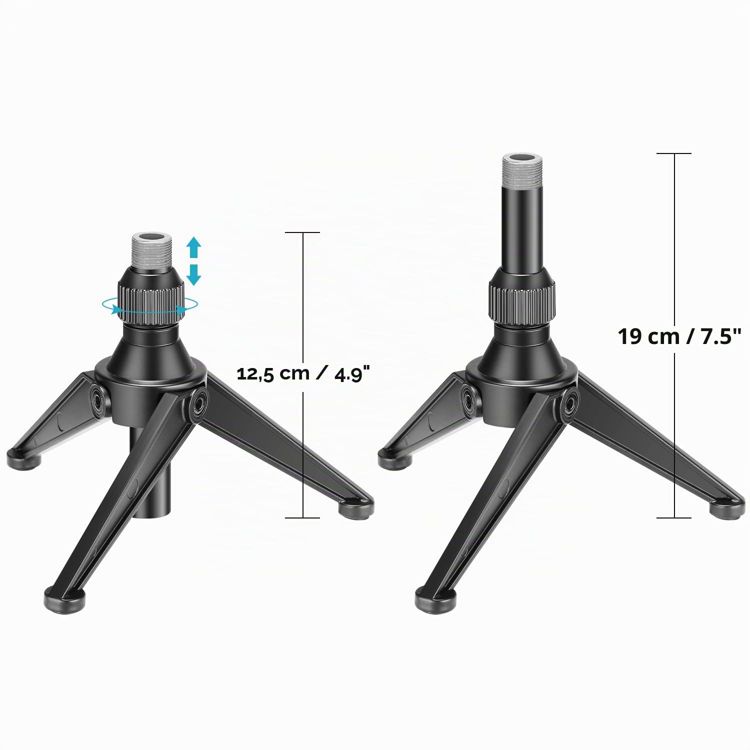 Neewer Mini treppiede pieghevole per microfono da tavolo, altezza regolabile da 12,5 a 19 cm, per lezioni, podcast, chat online, riunioni, screencast e altro (NW-050)