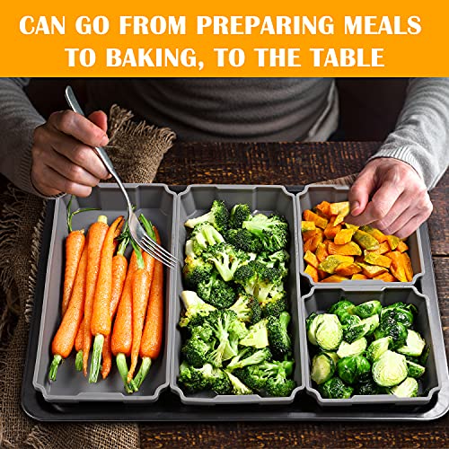Xomoo Silicone Sheet Pan Set, 2023 Puls Size 4Pcs Nonstick Silicone Dividers For Baking Trays, Baking Pan Dividers, Baking Cooking Accessories For Oven Dinner Prep, Dishwasher Safe Air Fryer Safe #TOP6