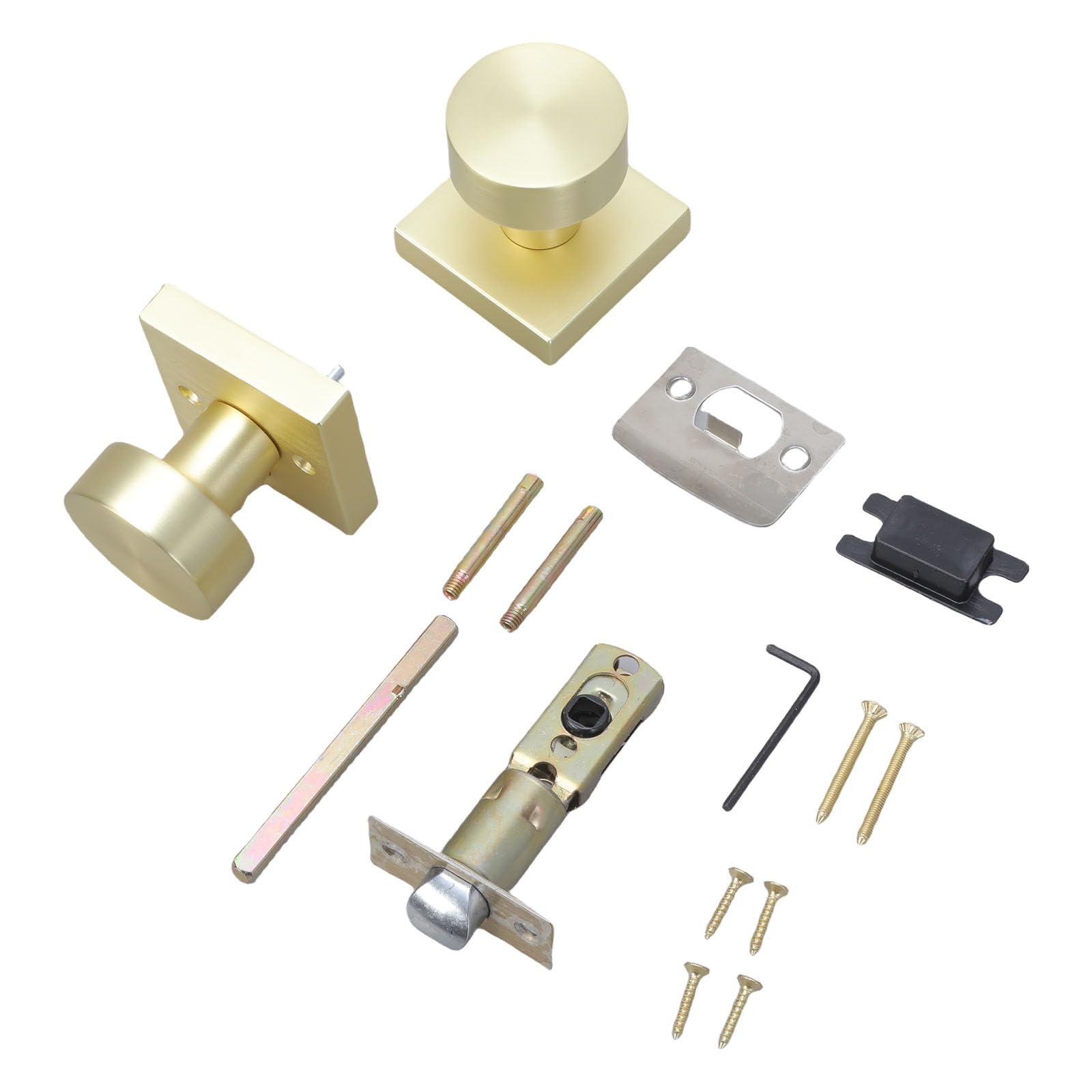 Portable Sturdy Zines Alloy Gold Door Knobs with Satins Brass Finish Accessory for Contemporary Interiors Closet Door Handles