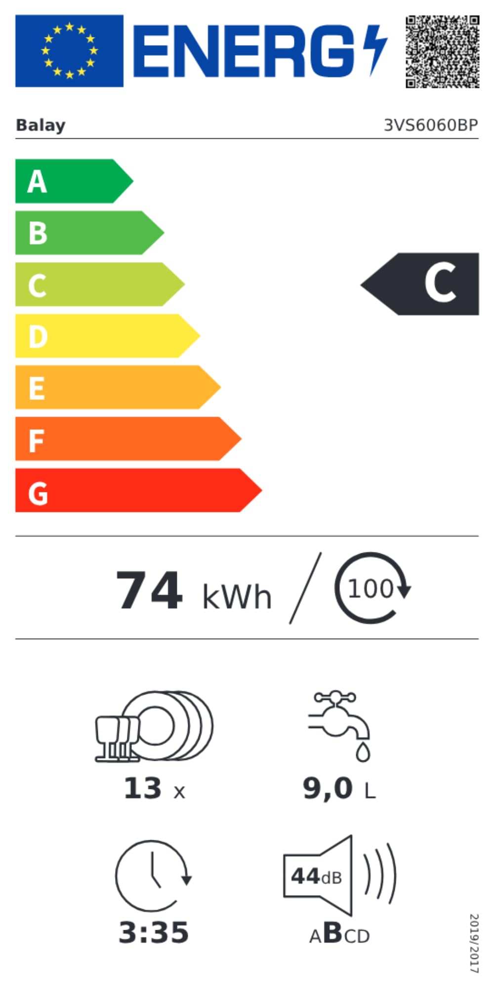 Balay, Lavavajillas Libre Instalación, 60 cm. de ancho, 13 Servicios, Media Carga, Programa Automático, Home Connect, Blanco, 3VS6060BP