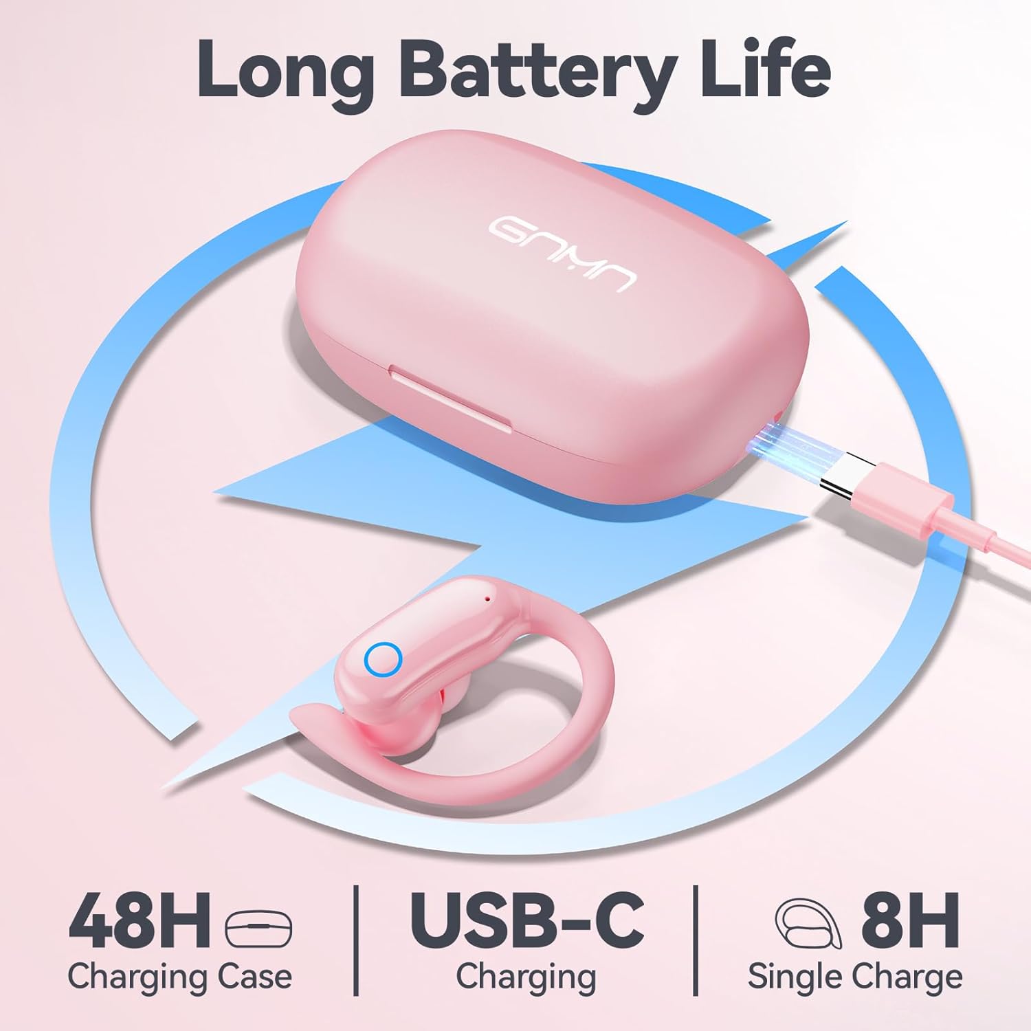 GNMN V7 Earbuds and Charging Case with USB-C Cable