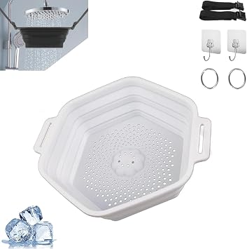 Portable Ice Bath for summer, Ice Shower, Ice Bath Water Chiller, Silicone Water Chiller for Ice Bath, Rapid Cooling Portable Ice Bath Barrel Foldable Silicone Ice Bath Tub Bucket for Bathing White