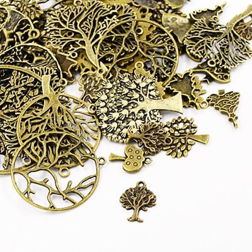 Antique Bronze Tibetan Zinc Mixed Tree Charms 5-40mm for Jewellery Making, Bracelets, Necklaces, and Earrings (Pack of 30g)