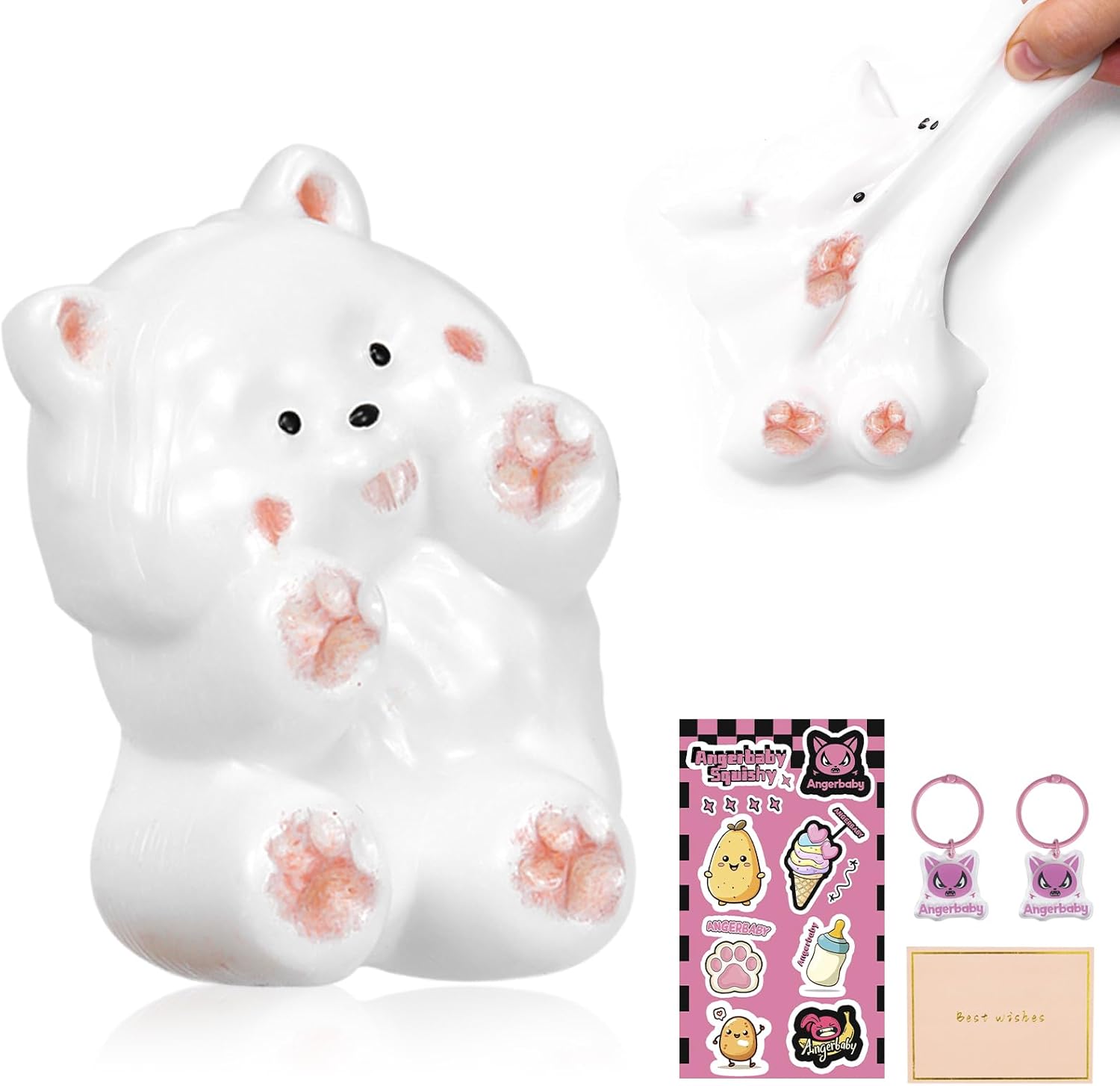 Handmade Taba Squishy Puppy Toy, Cute Silicone Dog Squishy, Sticky Puppy Squeeze Stress Relief Fidget Toy, Kawaii Desk Sensory Toy for Kids Teens & Adults, Novelty Gift