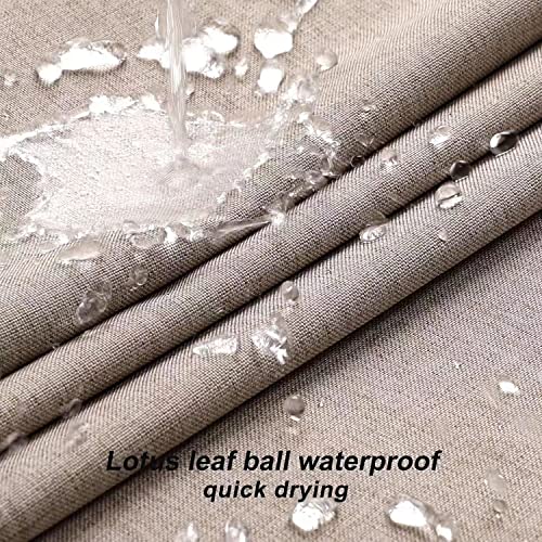 Krismile Linen Shower Curtains Mildew Resistant Waterproof Washable, Weighted Hem Bathroom Shower Curtain with 12 Plastic Hooks 180x180cm Khaki/Tan