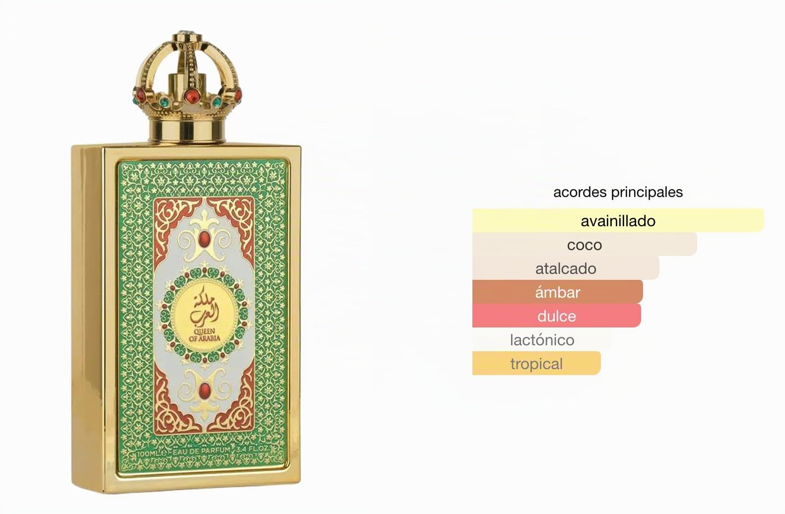 Lattafa Queen of Arabia Eau de Parfum 100 ml, Perfume Árabe para Mujer de Larga Duración, Incluye Atomizador Recargable 5 ml, Fragancia Femenina con Ylang-Ylang, Rosa y Vainilla (Queen of Arabia)
