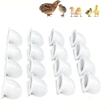 Quail Chick Port Feeder Compatible with DIY Bucket Pail Bin Container Coturnix - Set of 16 1.5in