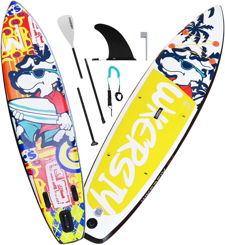 DURAGS Inflatable Stand Up Paddleboard SUP Board 6 Inch Thick SUP Surfboard Surf Set with Paddleboard Surf Fin Coiled Leash Inflator Pump and Carry Bag