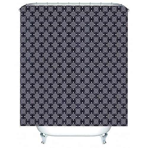 Hoisy Duschvorhang, Duschvorhang Moder Paisley-Muster Dunkelblau Größe 150X200CM Schnell Trocknend Polyestergewebe Badezimmerzubehör