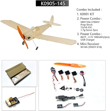 Balsa Wood Airplane Kit Micro 3CH 460mm Spacewalker RC Un-Assembled Flying Model for Fun (K0905-145)