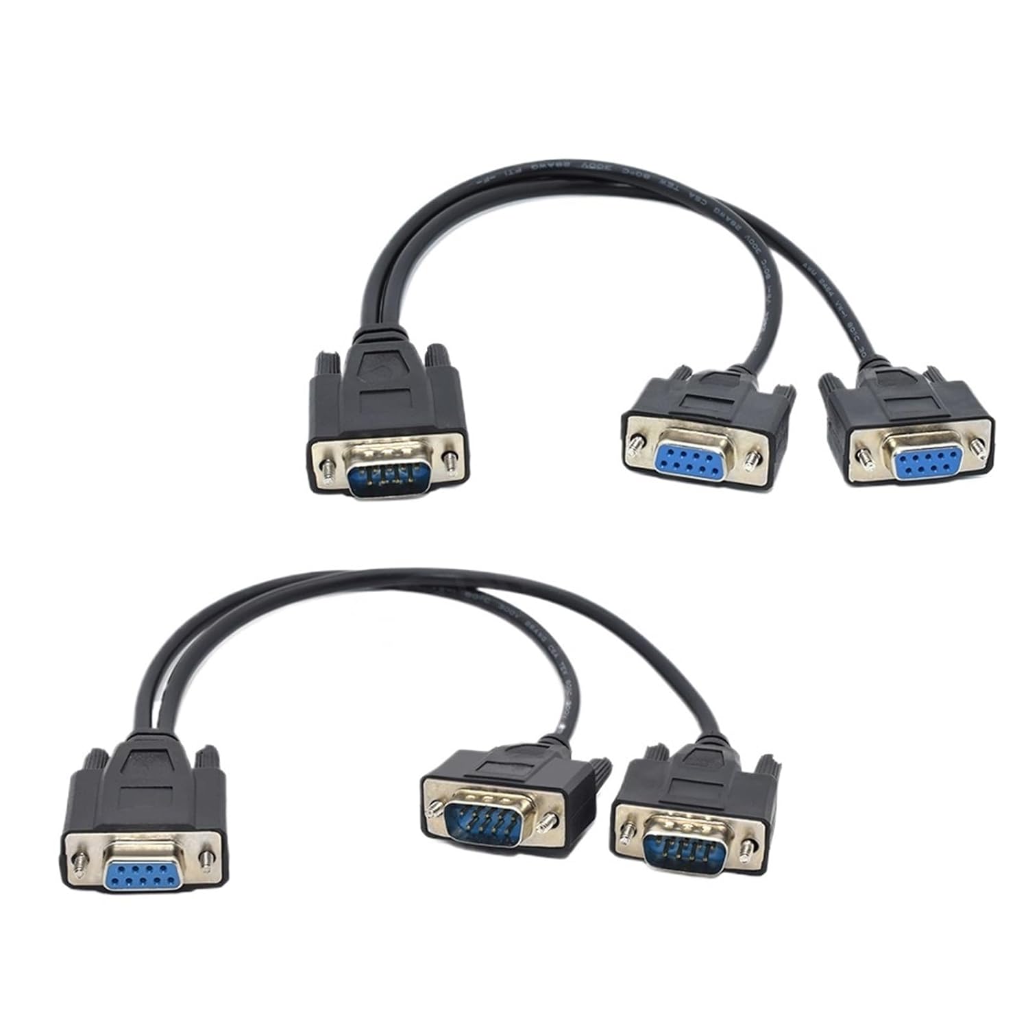 for Cash Register POS Display Serial Cable Splitter Directly Connected COM 2 in 1 DB9 9Pin 1 to2 RS232 Data Cable Male to Female(Black)