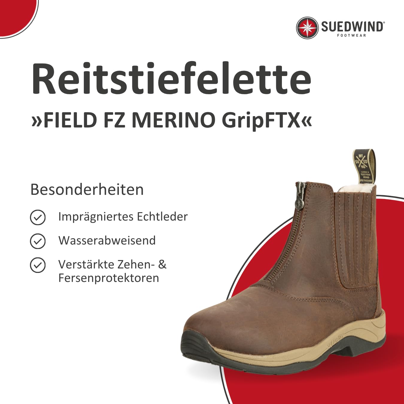 SUEDWIND FOOTWEAR Winterstiefeletten FIELD FZ MERINO GripFTX Braun 36-46