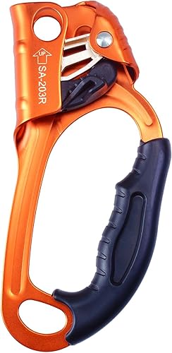 Miniatura 31 de Ascensor de mano CE, equipo de engranaje de rapel de 308.6 lbs con mango de goma ergonómico para arbolista de árboles de escalada en roca, negro