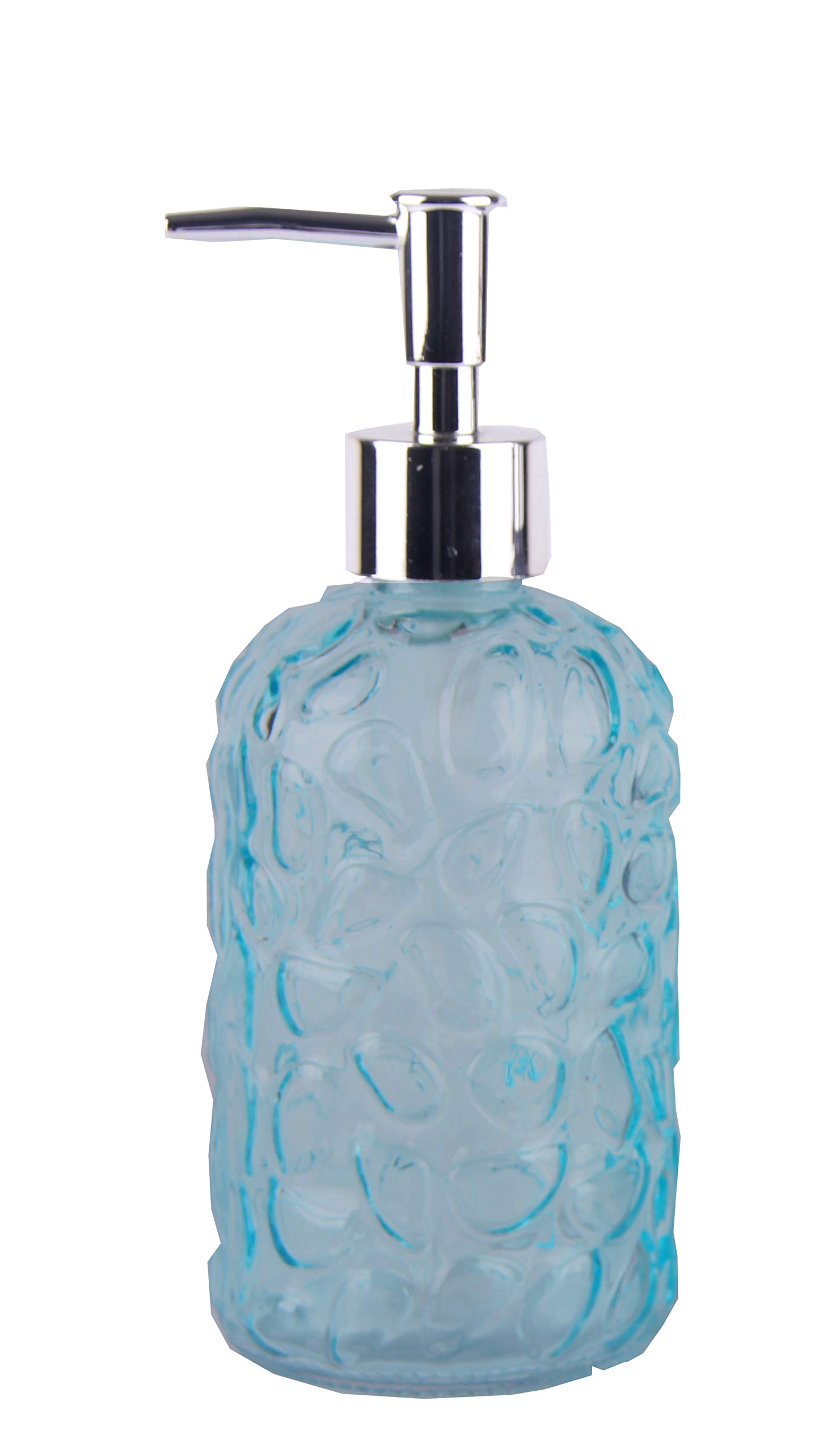 Uniware 400ML Glass Soap Dispenser w/Silver Pump Head (Blue)