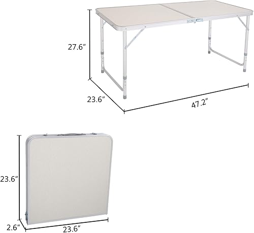 Miniatura 3 de Mesa plegable de aleación de aluminio para uso doméstico, mesa de campamento portátil, mesa plegable ligera, altura ajustable para fiestas, picnic,