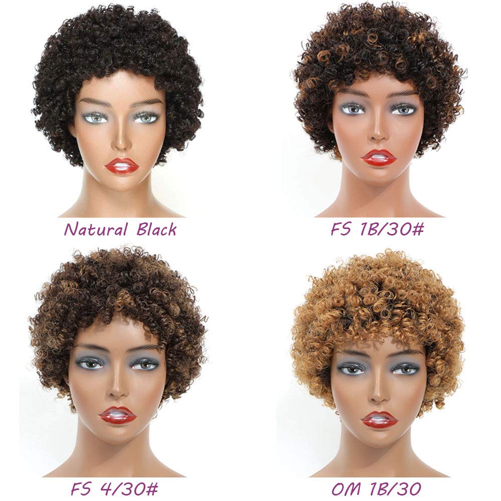 Ms Taj Short Afro Kinky Curly Human Hair Wig for Black Women - Brazilian Virgin Human Hair, 150% Density, FS 1B/30# image 5