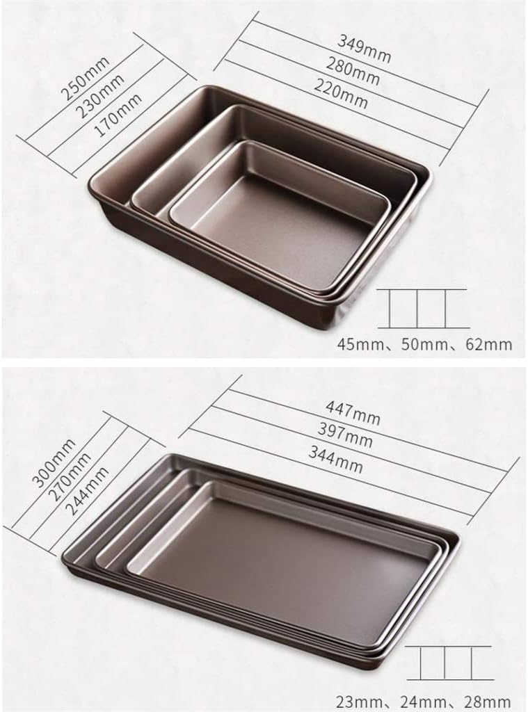 Baking Dish, Rectangle Muffin Baking Dish Not Sticky Oven Tray Make Cookies Cake Roll Pie Bread (Size : 39.7×27×2.4cm)