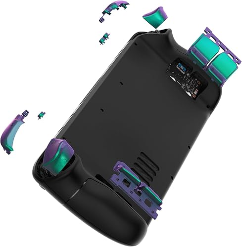 Miniatura 9 de eXtremeRate Juego completo de botones de repuesto verde camaleón para cubierta de vapor, botones de disparo ABXY D-pad personalizados para consola