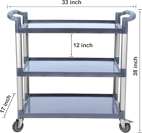 3-Tier Service Utility Cart, Gray