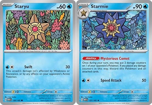 Starmie 121/165 - Staryu - Pokemon 151 - Evolution Holo Rare 2 Card Lot