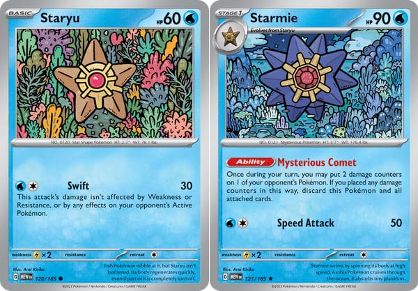 Starmie 121 165 - Staryu - Pokemon 151 - Evolution Holo Rare 2 Card Lot