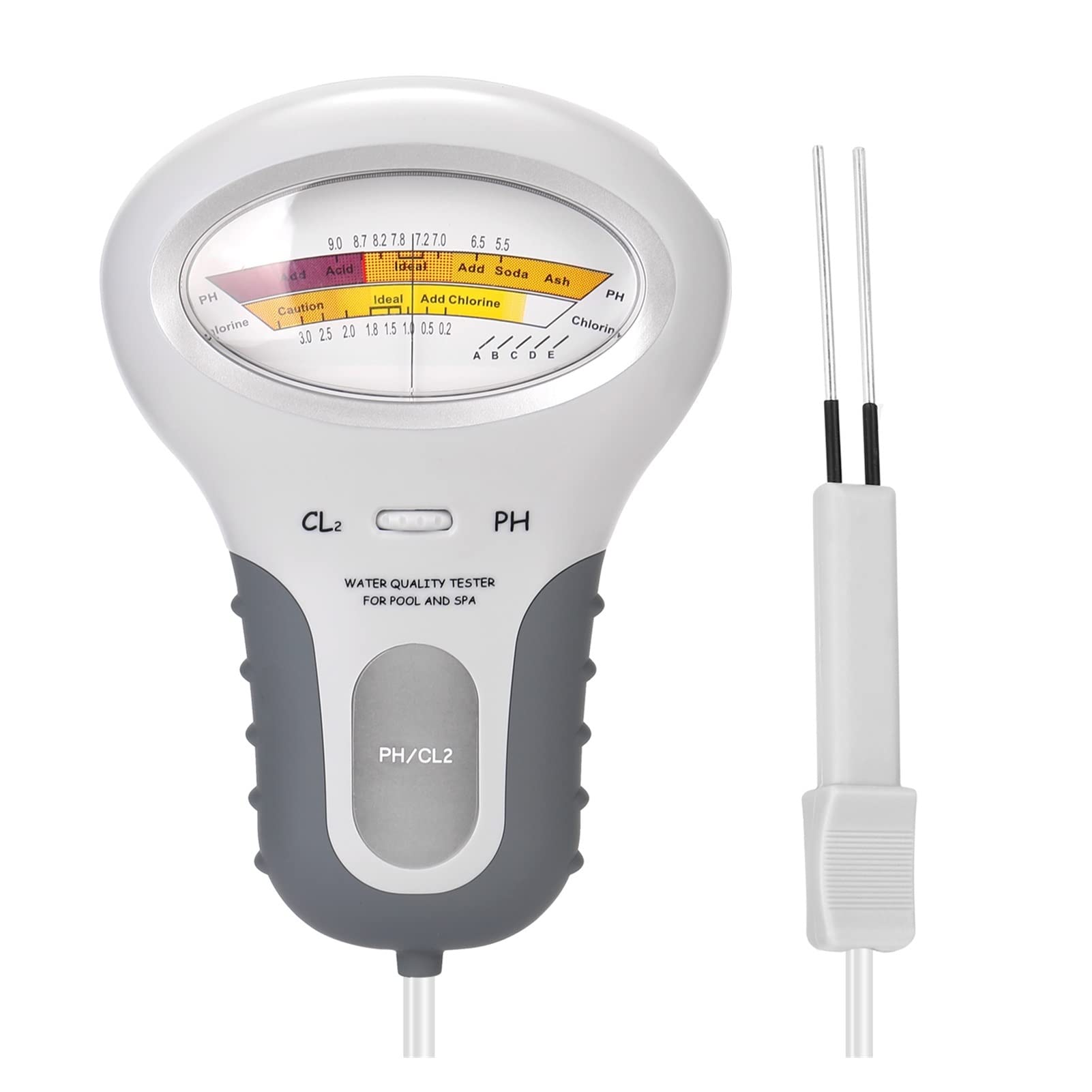 Detector de Calidad del Agua Nuevo 2 en 1 Medidor de Cloro PH Probador Dispositivo de Prueba de Calidad del Agua de Cloro CL2 Herramienta de medición de natación for Acuario de Piscina