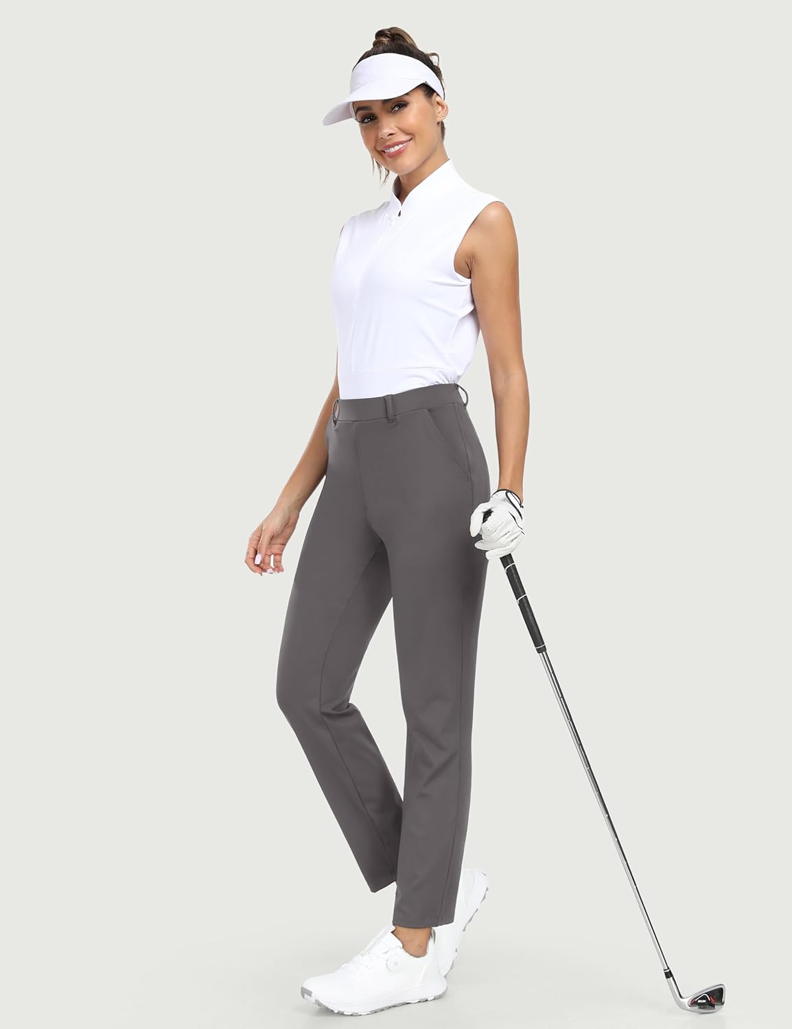 IUGA Stretchy Work Pants for Women 7/8 Ankle Golf Pants Pull On Business Casual Travel Dress Pants with Pockets - Image 6