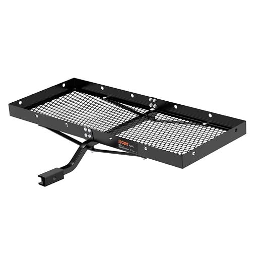 CURT 18110 48 x 20-Inch Tray Hitch Cargo Carrier, 300 lbs Capacity, 1-1/4, 2-in Adapter Shank