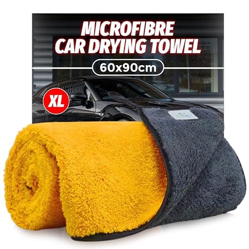 Towelogy® Extra Large Car Drying Towel 90x60cm– Heavy Duty Dual-Sided Microfibre for Caravans SUVs Trucks Boats (1, Yellow)
