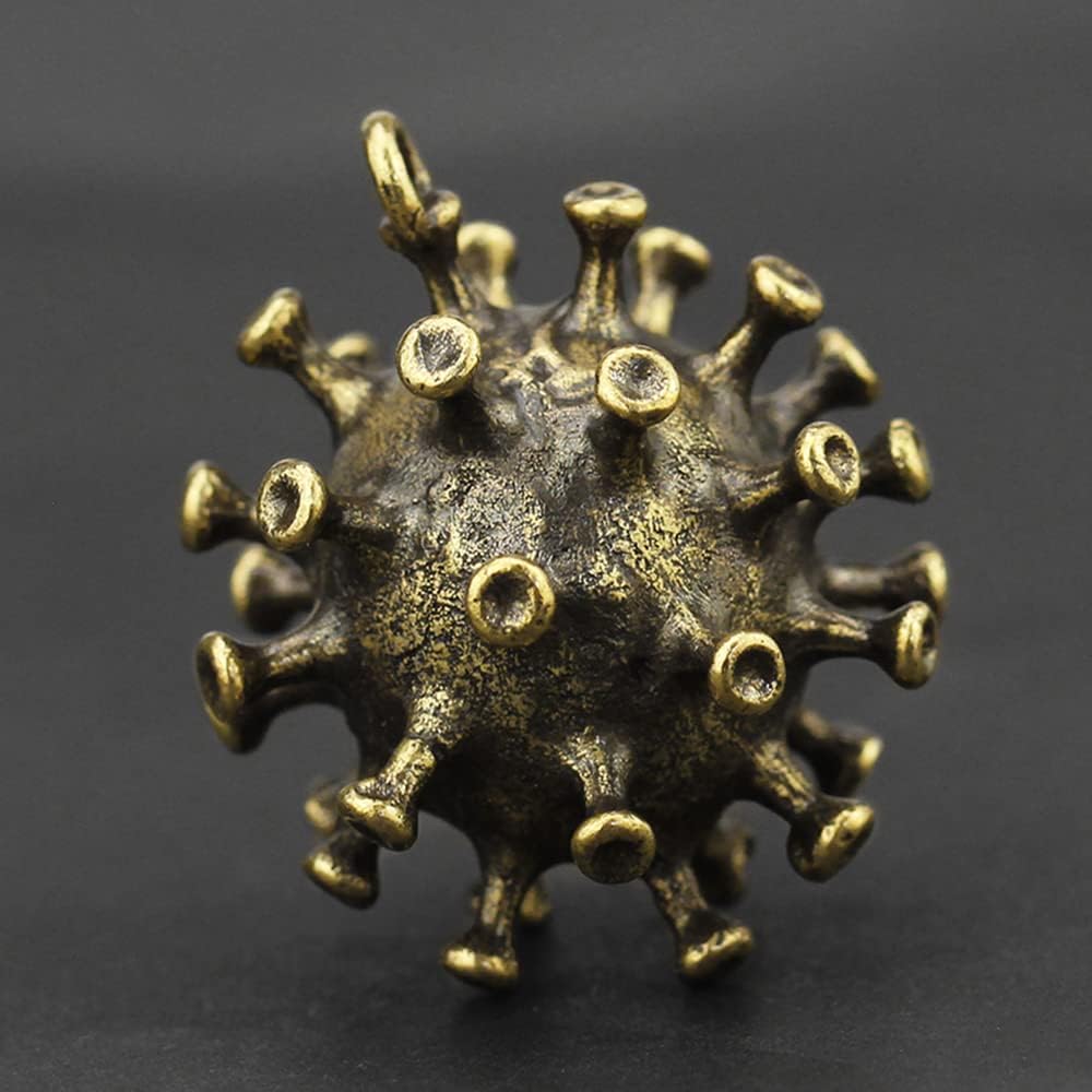 Alloy Virus Model Key, Mini Key Pendant, DIY Alloy Key Doll, Solid Brass Virus Model Keychain Bag Pendant Gift (Brass Metallic)