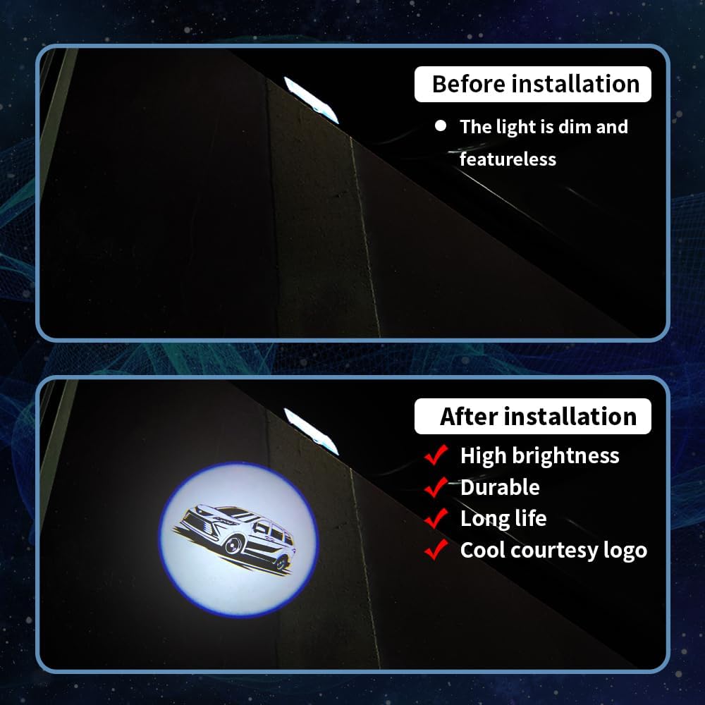 2PCS LED Car Door Projector Courtesy Lights Ghost Shadow Welcome Lamp Compatible with Sienna 2021-present Accessories (for Sienna 2021-present)