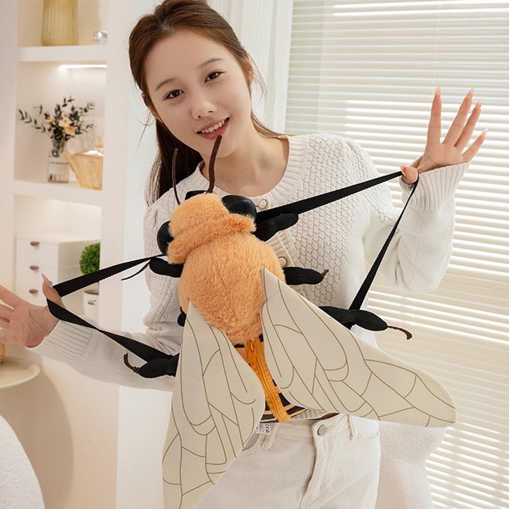 À Dos en Peluche Insecte Rigolo Abeille, À Dos en Peluche Animal Doux avec Bandoulière Réglable