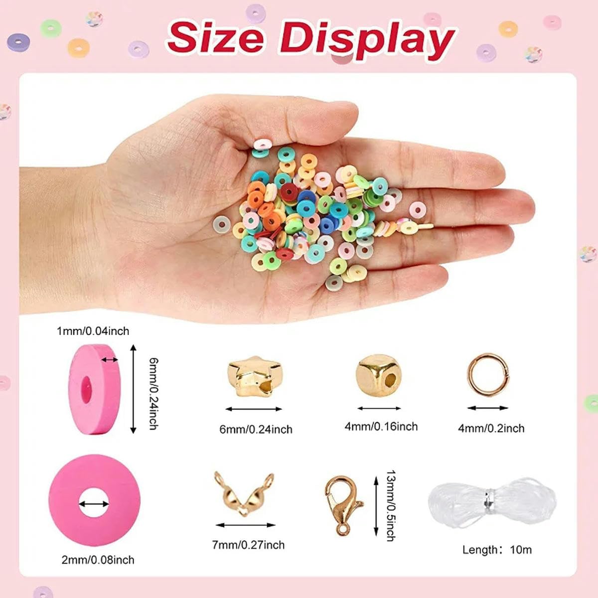 4800 stks klei kralen voor armband maken kit, 48 kleuren platte ronde klei kralen voor sieraden maken kit, voor meisjes 8-12, preppy, cadeau-standaard