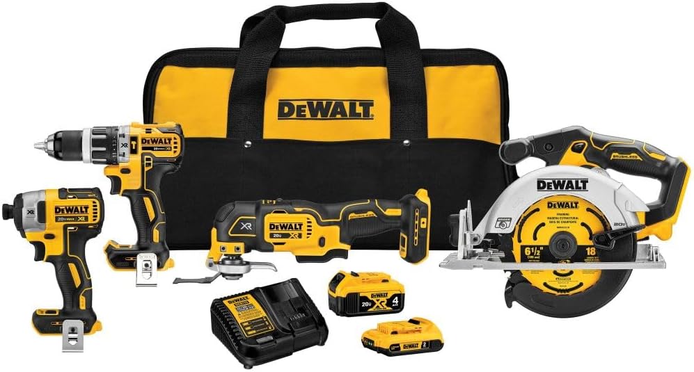 DEWALT20V MAX* XR® Brushless 4-Tool Combo Kit (DCK482D1M1)