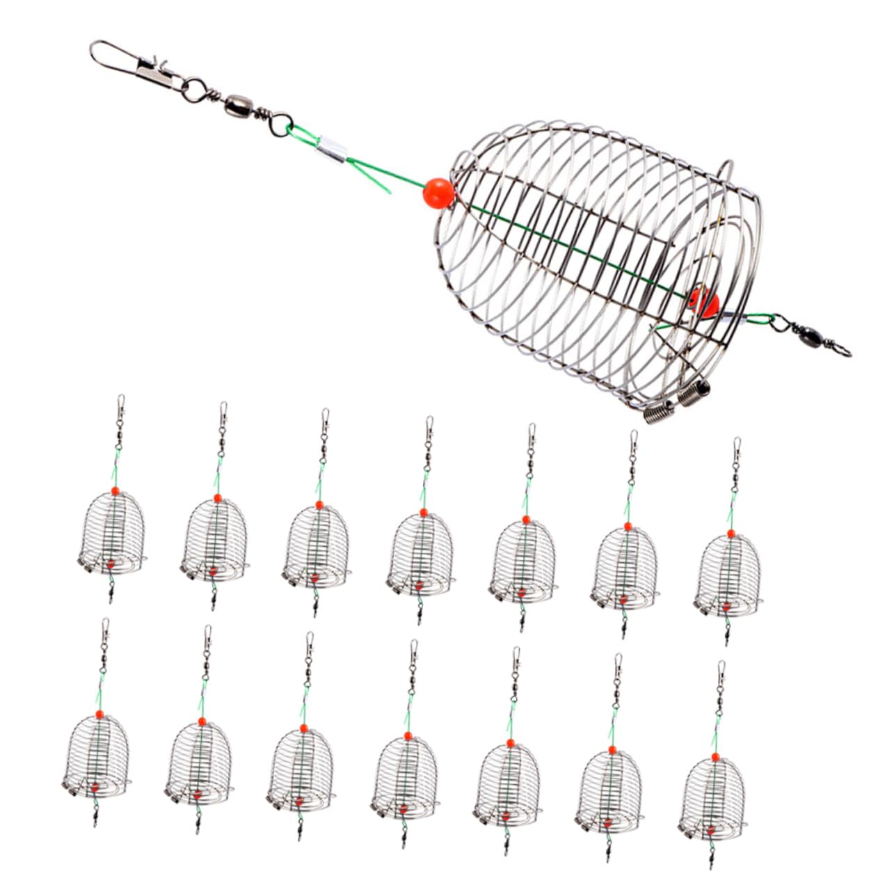 BESTonZON Cages à Appâts en Acier Inoxydable Grandes Tailles 15 Pièces, Distributeurs D'appâts Réutilisables, Kit de Pêche la Carpe pour Lacs et Rivières en Extérieur