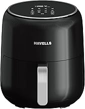 Havells Prolife Neo Air Fryer | 1500W | 4.5 L | LED Digital Display | 8 Pre-Sets | Aerocrisp Technology | 85% Less Oil Use| Auto Shutoff | Cool Touch Handle | 60-Min Timer | 2-Year Warranty | Black