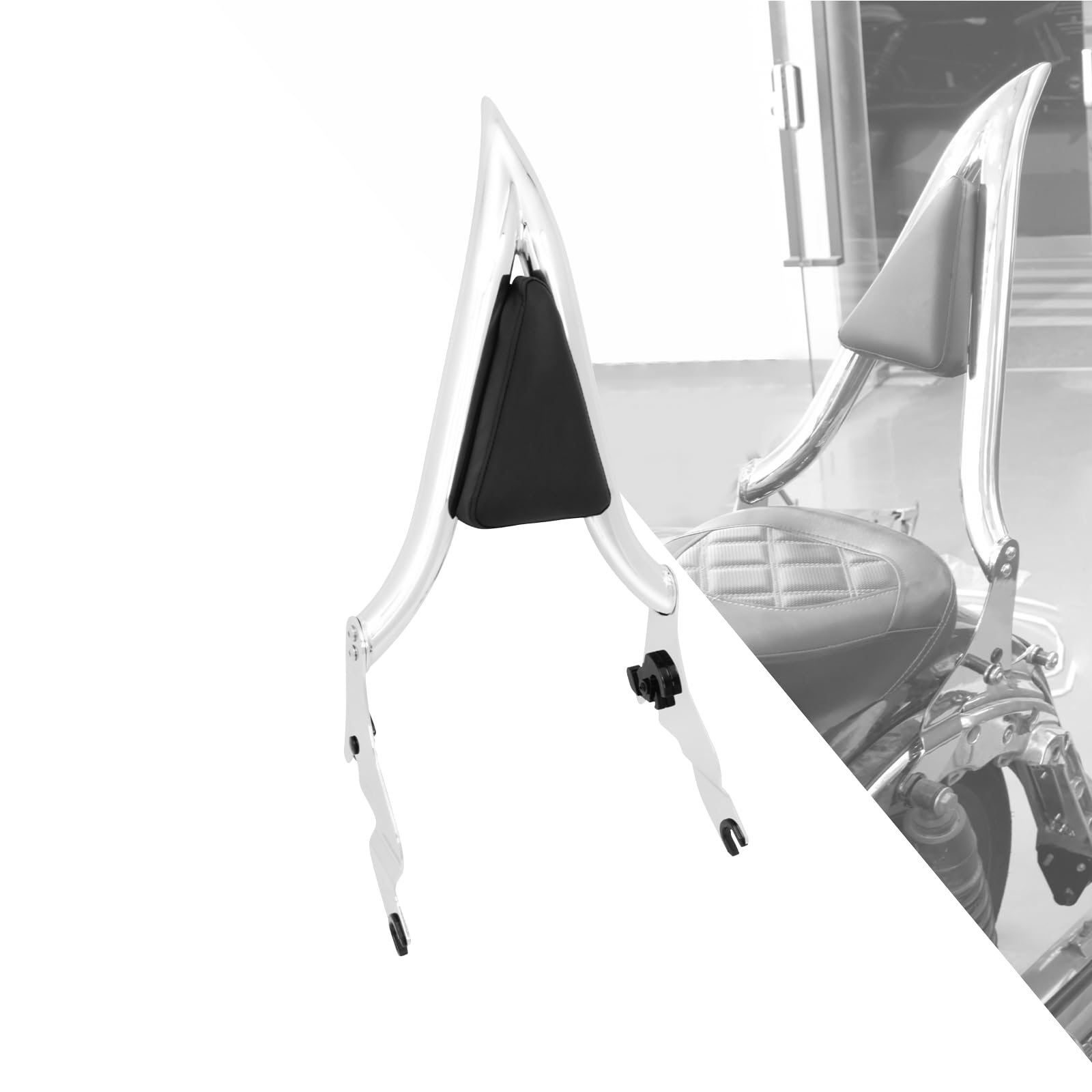 Sissy Bar posteriore per moto Schienale passeggero staccabile con cuscino per Harley Touring Road King Street Glide Electra Glide Road Glide FLHR FLHX FLHT FLTR 2009-2023 cromato 45,7 cm